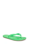 Christian Louboutin Men's Loubi Tonal Spike Red Sole Flip Flops In Fluo Green