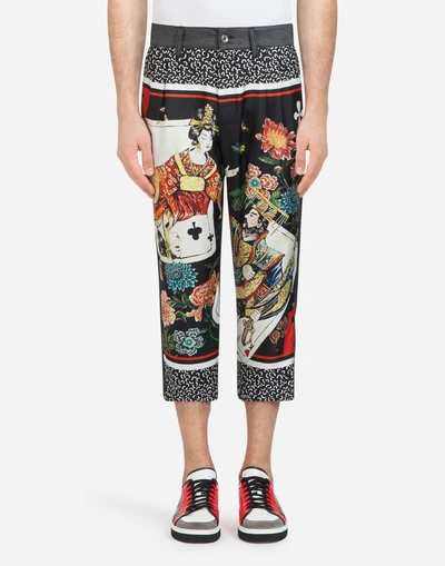 Dolce & Gabbana Oversized Fit Jeans With Silk Inserts In Multicolore