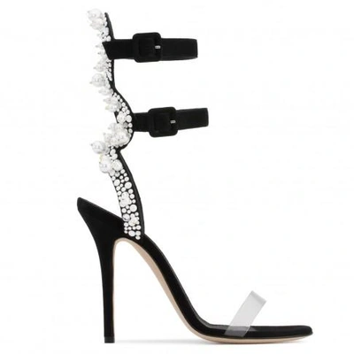 Giuseppe Zanotti - Suede Sandal With Crystals And Pearls Vanessa In Black