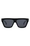 Celine Bold 3 Dots Square Acetate Sunglasses In Shiny Black Smoke