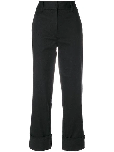 Prada Turn-up Hem Trousers In Black