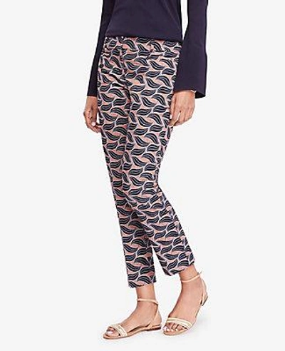 Ann Taylor The Petite Crop Pant In Leaf Swirl - Devin Fit In Navy Blue