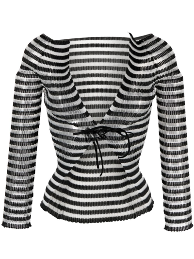 A. Roege Hove Black Ivy Stripe Ribbed Cardigan