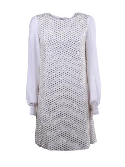 Michael Kors Embellished Dress In White-silver