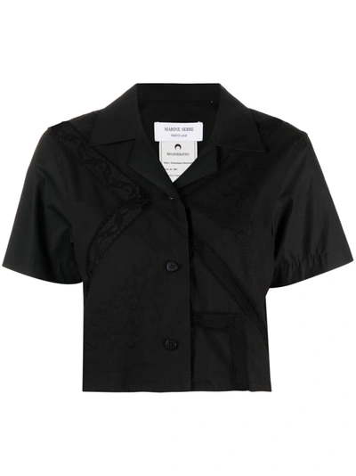 Marine Serre Regenerated Buttoned Bowling Shirt In Black