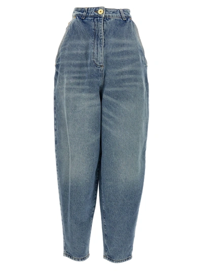 Balmain Faded Baggy Denim Jeans In Light Wash