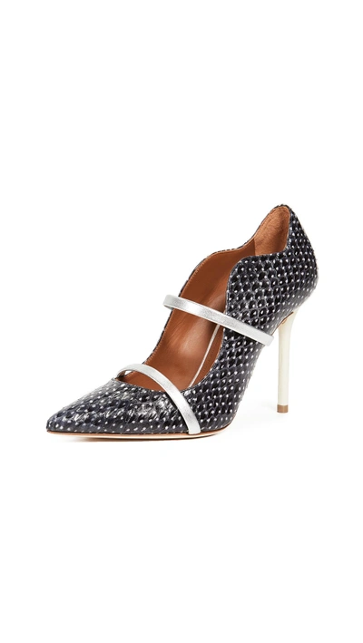 Malone Souliers Snakeskin Maureen Pumps In Black/white/silver/white