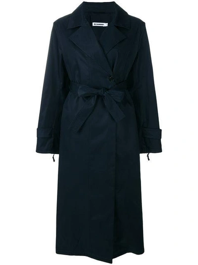Jil Sander Classic Belted Trench In Blue
