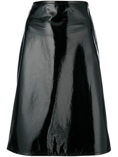 Helmut Lang Vinyl Pencil Skirt In Black