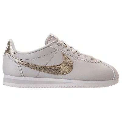 Nike Women's Classic Cortez Premium Casual Shoes, White In Lt Bone Olive