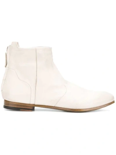 Silvano Sassetti Back Zip Ankle Boots In White