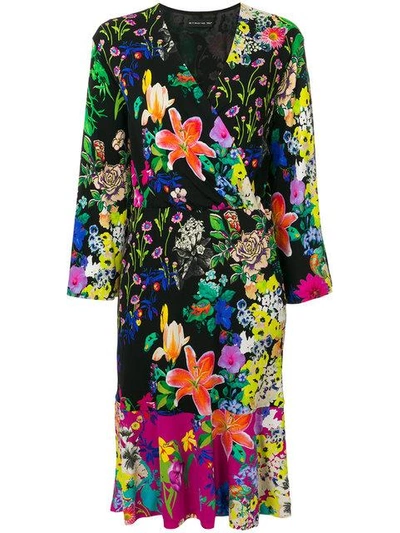 Etro Floral Print Wrap Dress In Black