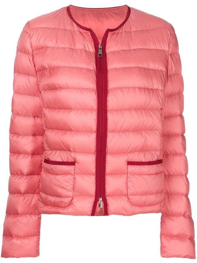 Moncler Cristal Collarless Shell Jacket - Pink