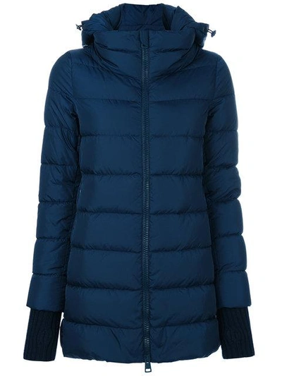 Herno Knitted Cuffs Hooded Jacket - Blue In Blue