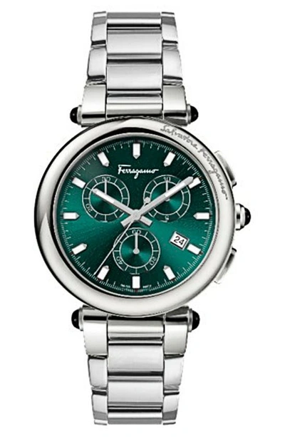 Ferragamo Idillio Chronograph Bracelet Watch, 42mm In Stainless Steel