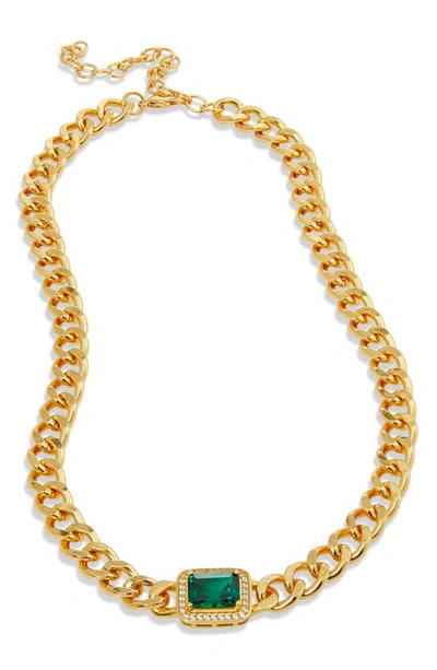 Savvy Cie Jewels Cubic Zirconia Cuban Chain Necklace In Yellow