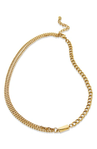 Savvy Cie Jewels Mixed Chain Bar Pendant Necklace In Gold