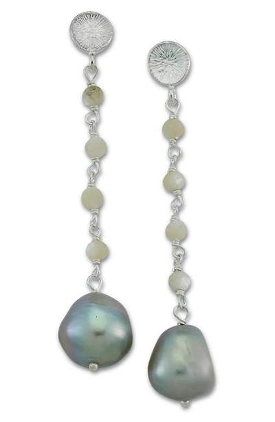 Samuel B. Sterling Silver Pearl Drop Earrings In Grey