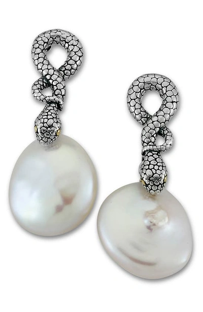 Samuel B. Sterling Silver Baroque Pearl Snake Earrings In White