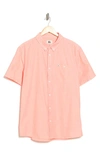 Quiksilver Winfall Regular Fit Solid Short Sleeve Button-down Shirt In Fresh Salmon