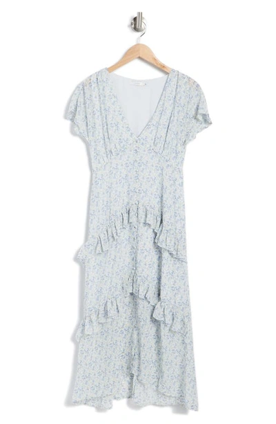 lush blue floral dress Powder Blue Floral Print Puff Sleeve Mini Dress main image 1