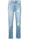 Mother The Tomcat Ankle Straight Leg Jeans In Blue