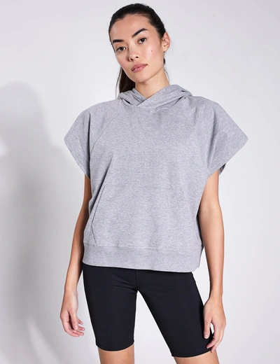 Goodmove Cotton Rich Sleeveless Hoodie In Grey