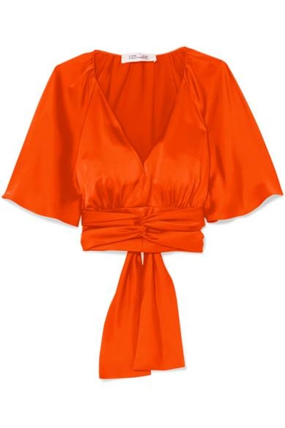 Diane Von Furstenberg Cape-effect Satin Blouse In Orange