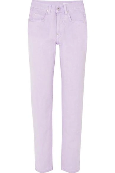 Pushbutton Mid-rise Straight-leg Jeans In Lavender