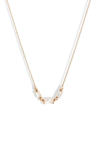 Anzie Cléo Baguette White Topaz Pendant Necklace In Gold