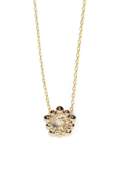 Anzie Dew Drop White Topaz Pendant Necklace In Gold