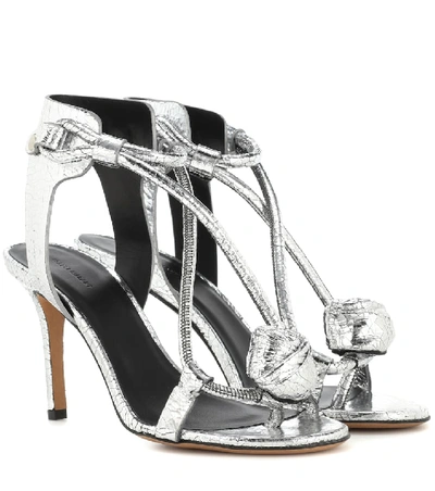 Isabel Marant Ablee Metallic Leather Sandals In Metallic Silver