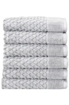 Woven & Weft Diamond Texture Towel 6-piece Set In Light Grey