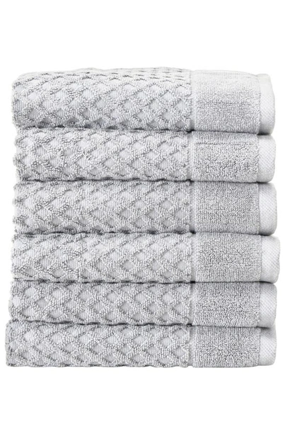Woven & Weft Diamond Texture Towel 6-piece Set In Light Grey