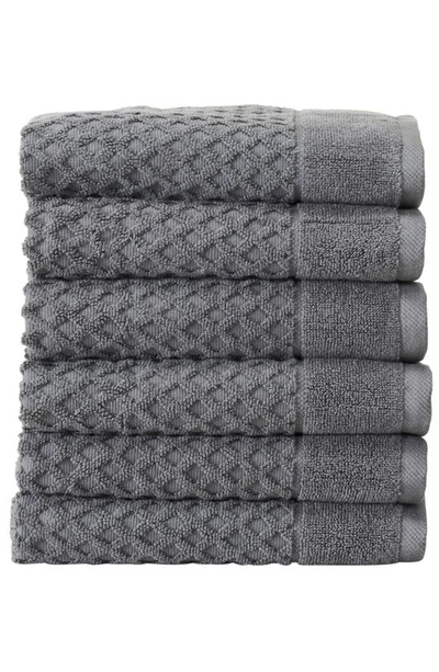Woven & Weft Diamond Texture Towel 6-piece Set In Dark Grey