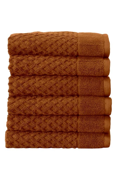 Woven & Weft Diamond Texture Towel 6-piece Set In Copper