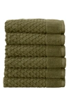 Woven & Weft Diamond Texture Towel 6-piece Set In Olive