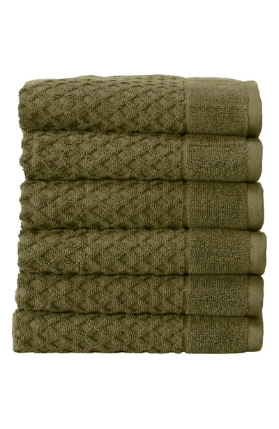 Woven & Weft Diamond Texture Towel 6-piece Set In Olive