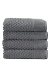 Woven & Weft Diamond Texture Towel 4-piece Set In Dark Grey
