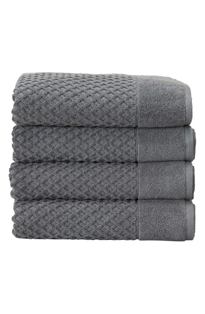 Woven & Weft Diamond Texture Towel 4-piece Set In Dark Grey