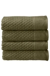 Woven & Weft Diamond Texture Towel 4-piece Set In Olive