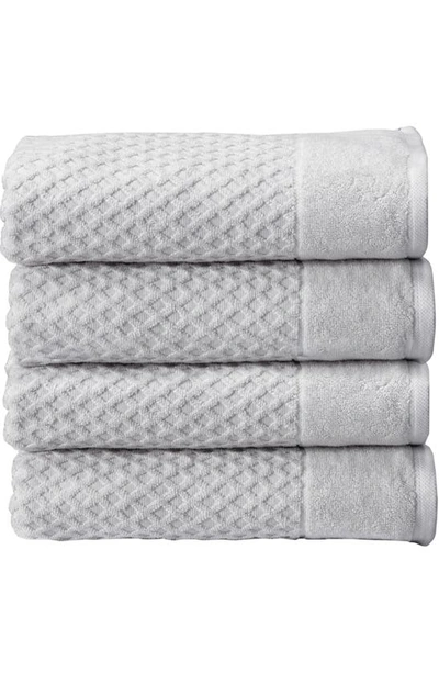 Woven & Weft Diamond Texture Towel 4-piece Set In Light Grey