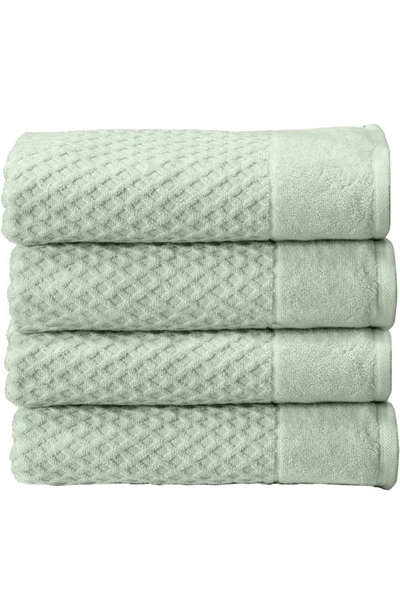 Woven & Weft Diamond Texture Towel 4-piece Set In Pale Green
