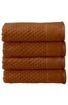 Woven & Weft Diamond Texture Towel 4-piece Set In Copper
