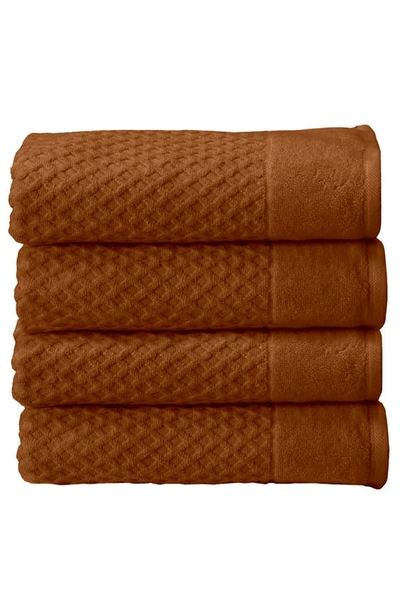 Woven & Weft Diamond Texture Towel 4-piece Set In Copper