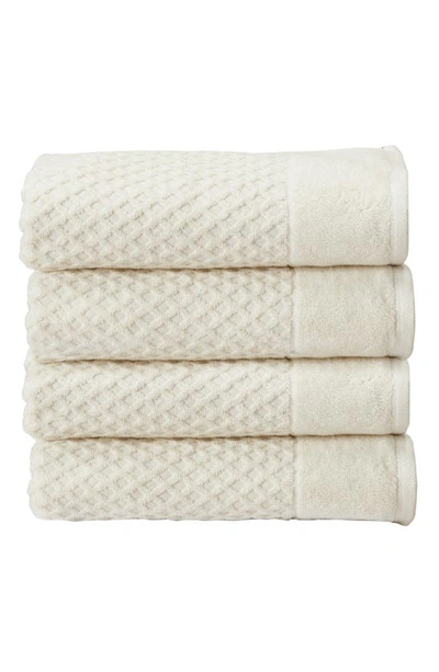 Woven & Weft Diamond Texture Towel 4-piece Set In Ivory