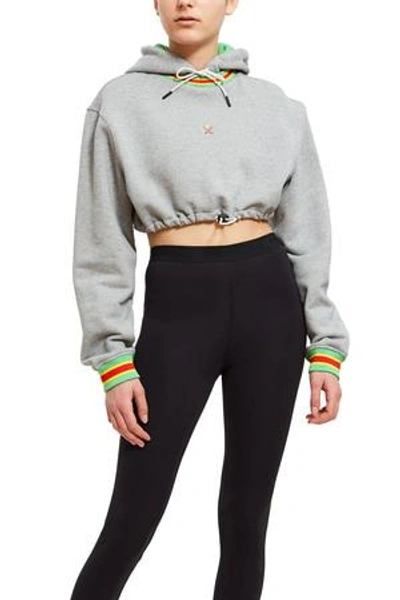 Opening Ceremony Ringer Cropped Hoodie In Heather Grey