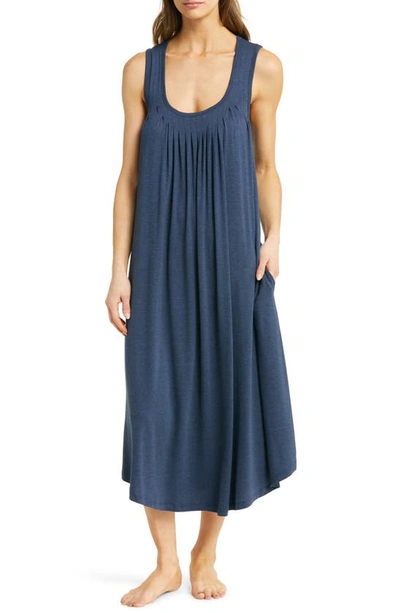 Papinelle Pleated Nightgown In Navy Melange