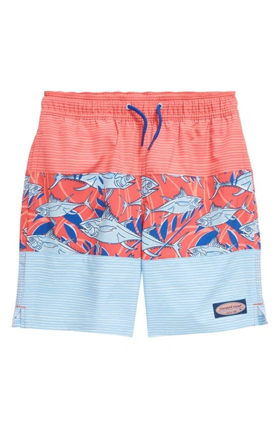Vineyard Vines Kids' Chappy Colorblock Swim Trunks In A574 Sailo