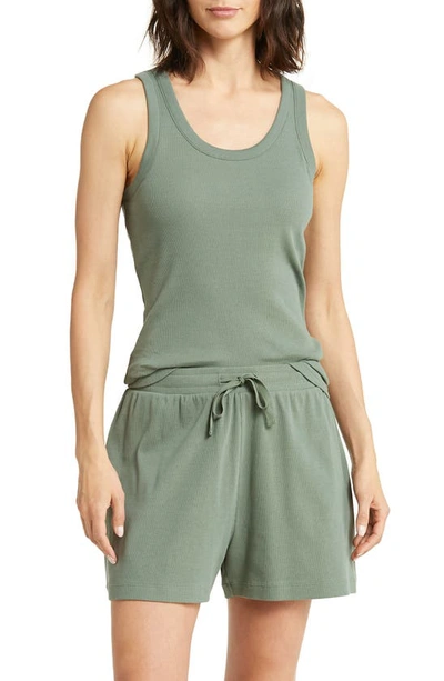 Papinelle Milla Ribbed Stretch Cotton Short Pajamas In Ivy